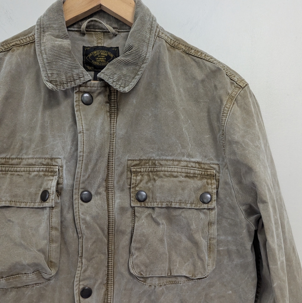 Lucky Brand Distressed Canvas Utility Cargo Jacket Ranch Rugged - Picture 5 of 12